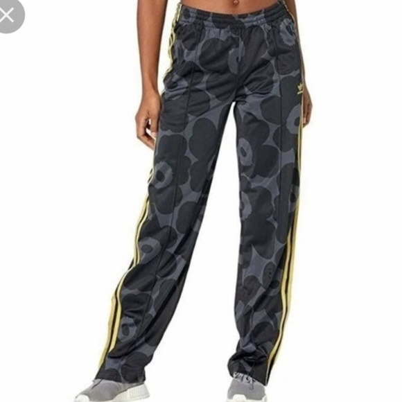 adidas Pants - Adidas x Marimekko Firebird Track Pants Unikko print Black Gray Floral NWT